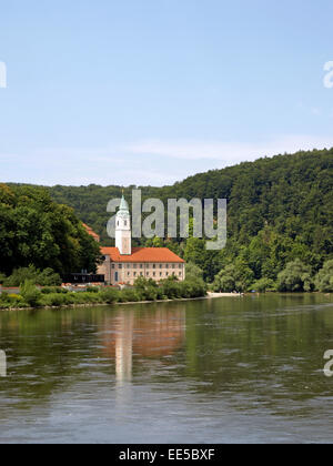 Deutschland, Niederbayern, Donau, Kloster Weltenburg, Nahe Kehlheim, charakteristisch, Spaetbarock, Fluss, Sehenswuerdigkeit Stockfoto