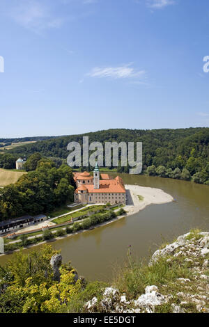 Deutschland, Niederbayern, Donau, Kloster Weltenburg, Nahe Kehlheim, charakteristisch, Spaetbarock, Fluss, Sehenswuerdigkeit Stockfoto