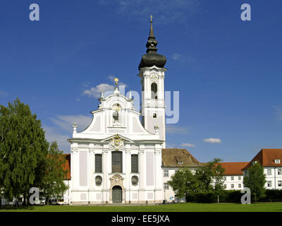 Deutschland, Oberbayern, Diessen bin Ammersee, Marienmuenster, Kirchturm, Sueddeutschland, Bayern, Stadt, Gebaeude, Architektur, Stockfoto