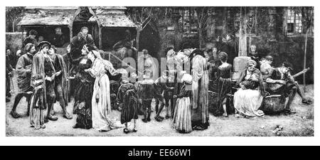 das Elixier der Liebe George Frederick Pinwell L'elisir d ' Amore Romantik Kostümen verkleiden armer Dorfbewohner Bauerndorf Tudor Stockfoto