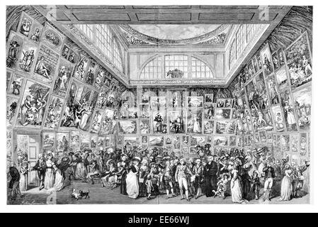 Die Ausstellung der Royal Academy in Somerset House 1787 Sir Thomas Lawrence Galerie Museum Gemälde Gemälde ausstellen Stockfoto