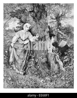 Musik hat Charme George Adolphus Storey Kostümen verkleiden viktorianischen folk Frau Mann Baum Landschaft Land Stockfoto