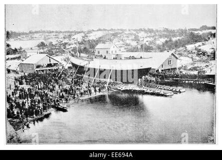 Start The Fram Forschungsschiff Holzschiff yacht Colin Archer Fram-Museum Oslo Norwegen segeln Schoner Stockfoto