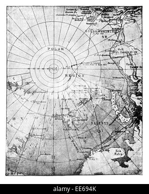 Karte von Fram Drift Schlitten Reise Fridtjof Nansen Navigation norwegischen Forscher Wissenschaftler Diplomat Friedensnobelpreisträger Stockfoto