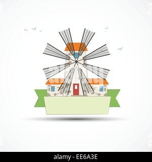 Windmühle. Vektor. Stock Vektor