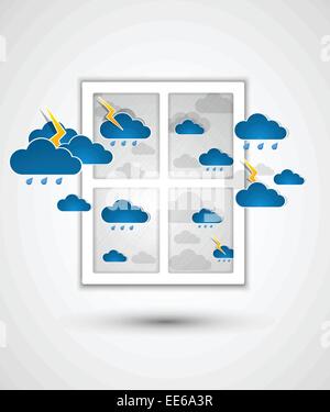 Regen nach einem Fenster Stock Vektor