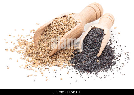 Sesam und Mohn-Samen in Kugeln. Stockfoto