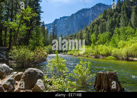 Merced River von El Portal Road in Yosemite Tal, Yosemite-Nationalpark Sierra Nevada, nördlichen Kalifornien, USA Stockfoto