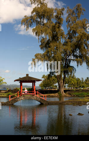 Japanische Garten Lili'uokalani Park in Hilo. Big Island. Hawaii. USA. Liliʻuokalani Park und Gärten ist ein 30-Hektar (120.000 Stockfoto
