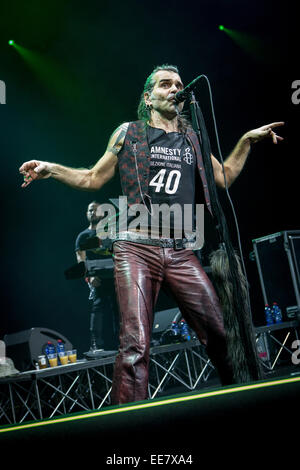 Mailand Italien. 13. Januar 2015. Die italienische Rock-Band LITFIBA führt live im Music Club Alcatraz während der "Weilte Degli Elementis Tour" Credit: Rodolfo weitertransferiert/Alamy Live News Stockfoto