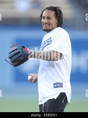 Prominente besuchen eine Los Angeles Dodgers V San Diego Padres Spiel im Dodger Stadium in Los Angeles. Die Padres besiegte die Dodgers 6-3.  Mitwirkende: Jermaine Jones wo: Los Angeles, California, Vereinigte Staaten von Amerika bei: 12. Juli 2014 Stockfoto