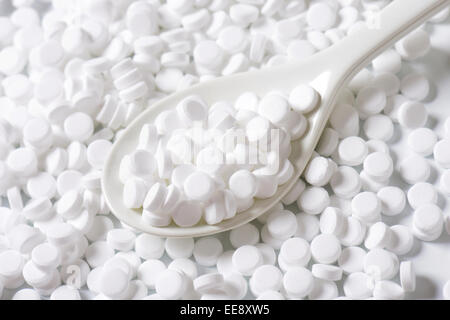 Nahaufnahme von Süßstoff Tabletten Stockfoto