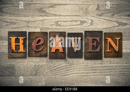 Das Wort "Himmel" in hölzernen Buchdruck Art geschrieben. Stockfoto