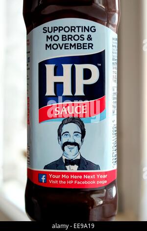 Eine HP braune Sauce Flasche Movember zu unterstützen Stockfoto