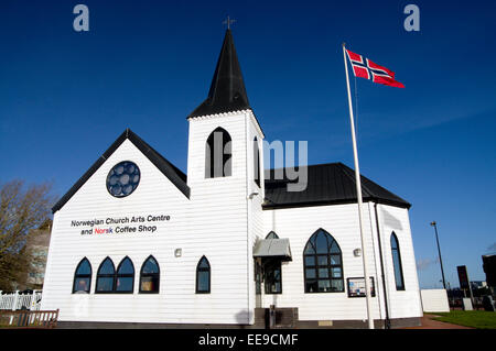 Norwegische Kirche, Cardiff Bay, South Wales. Stockfoto