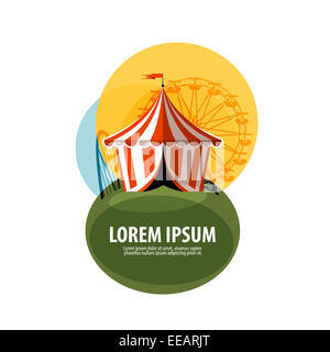 Zirkus Zelt Vektor-Logo Design-Vorlage. Sehenswürdigkeiten oder Karneval-Symbol. Stockfoto