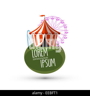 Zirkus-Vektor-Logo-Design-Vorlage. Spaß oder fair-Symbol. Stockfoto