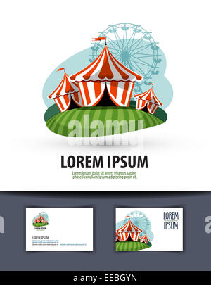 Zirkus-Vektor-Logo-Design-Vorlage. Show oder Unterhaltung-Symbol. Stockfoto