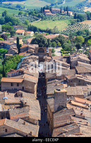 Luftaufnahme von San Gimignano in der Toskana, Italien Stockfoto