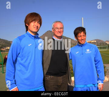 La Manga Club, Spanien. 15. Januar 2015. La Manga Club High Performance Team Training im La Manga Club, Südspanien.  Keita, Claudio Ranieri, Hiroshi Futami Foto von Tony Henshaw / Credit: Tony Henshaw/Alamy Live-Nachrichten Stockfoto