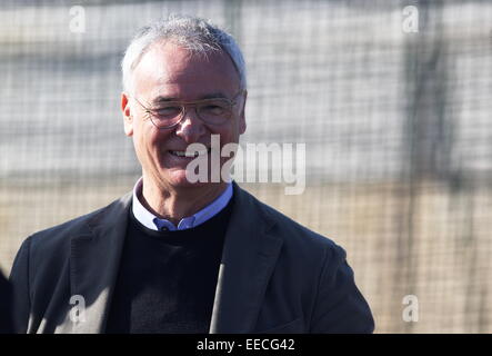 La Manga Club, Spanien. 15. Januar 2015. Claudio Ranieri. La Manga Club High Performance Team Training im La Manga Club, Südspanien.    Foto von Tony Henshaw / Credit: Tony Henshaw/Alamy Live-Nachrichten Stockfoto