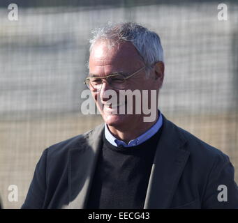 La Manga Club, Spanien. 15. Januar 2015. Claudio Ranieri. La Manga Club High Performance Team Training im La Manga Club, Südspanien.    Foto von Tony Henshaw / Credit: Tony Henshaw/Alamy Live-Nachrichten Stockfoto