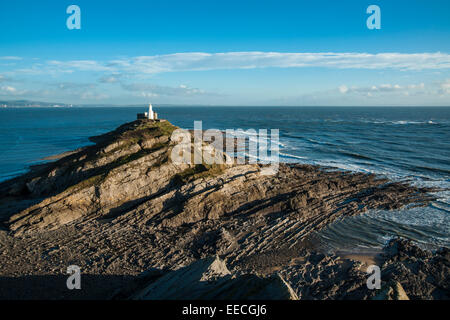 Murmelt Rock Leuchtturm, murmelt Kopf, Swansea Bay, West Glamorgan, South Wales, UK. Stockfoto