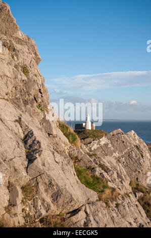 Murmelt Rock Leuchtturm, murmelt Kopf, Swansea Bay, West Glamorgan, South Wales, UK. Stockfoto