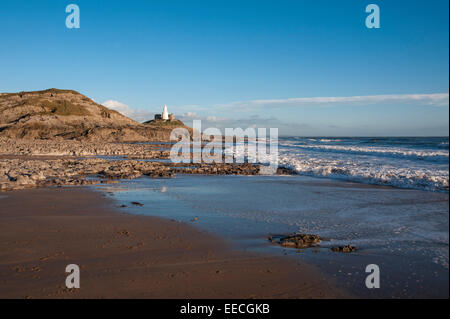 Murmelt Rock Leuchtturm, murmelt Kopf, Swansea Bay, West Glamorgan, South Wales, UK. Stockfoto