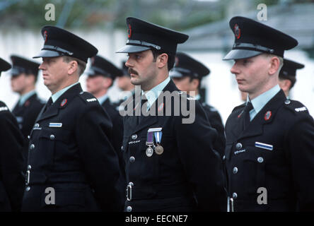 ENNISKILLEN, VEREINIGTES KÖNIGREICH - SEPTEMBER 1978. RUC, Royal Ulster Constabulary, Polizisten Cadets on Graduation Day, Enniskillen RUC College, Nordirland. 70er Jahre Stockfoto