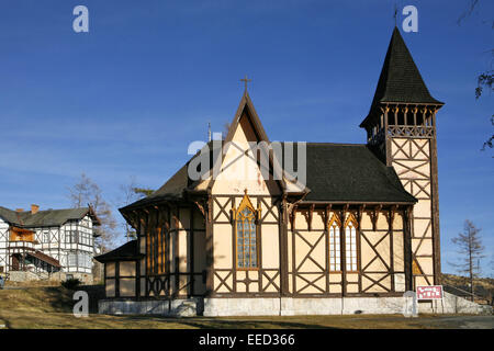 Europa, Slowakei, Smokovce, Kirche, Fachwerk, Bauwerk, Architektur, Vysok» Tatra, Hohe Tatra, Slowakei, Berge, Gebirge, Natur, L Stockfoto