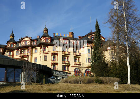 Europa, Slowakei, Smokovce, Haus, Grand Hotel, Architektur, Gebaeude, Gebäude, Vysok» Tatra, Hohe Tatra, Slowakei, Berge, Gebirg Stockfoto