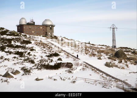 Europa, Slowakei, Observatorium in Skalnate Pleso, Schnee, Vysok» Tatra, Hohe Tatra, Slowakei, Berge, Gebirge, Natur, Landschaft Stockfoto