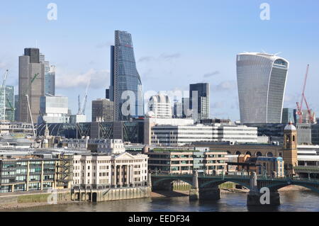 Skyline der City of London, in der Mitte, Wolkenkratzer 122 Leadenhall Street (aka Cheesegrater), 20 Fenchurch Street (aka Walkie Talkie) Stockfoto