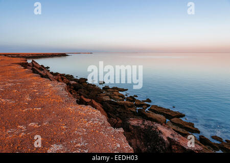 Klippen, Dakhla, Westsahara, Marokko. Stockfoto