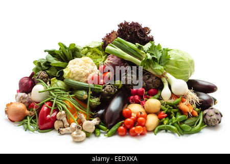 Sammlung, frisches Bio-Gemüse und Kräutern gemischt. Stockfoto