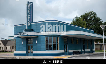 Bewahrt, Greyhound Station Blytheville Arkansas, optimieren Moderne Stil, Art Moderne Insel Art station Stockfoto