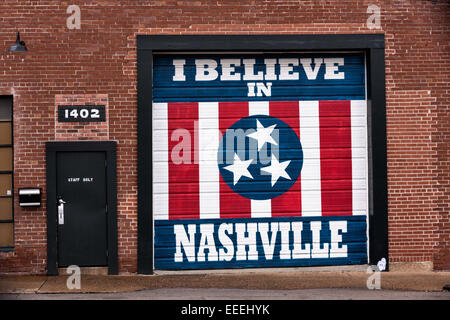 Ich glaube, in Nashville Wandbild auf der Marathon-Musik-Werke in Nashville, TN. Stockfoto