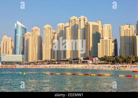 Dubai Strand. Jumeirah Beach Residence, JBR Stockfoto