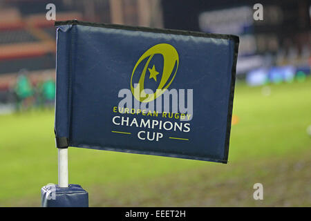 Leicester, UK. 16. Januar 2015. Europäische Rugby Champions Cup. Leicester Tigers gegen Scarlets. Der Europäische Rugby Champions Cup Flagge © Aktion Plus Sport/Alamy Live-Nachrichten Stockfoto