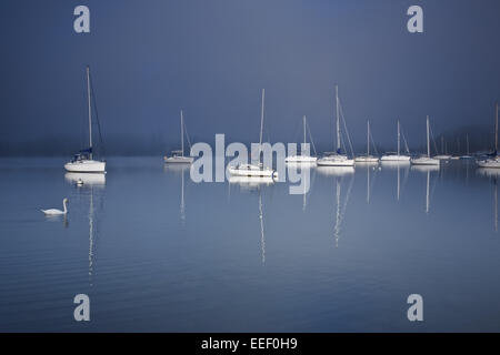 Segelboote am Lake Windermere, englischen Lake District, England UK. Stockfoto