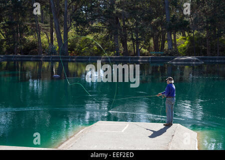 Menschen üben an den Fliegenwurfs-Pools im Golden Gate Park - San Francisco, San Francisco County, Kalifornien, USA Stockfoto