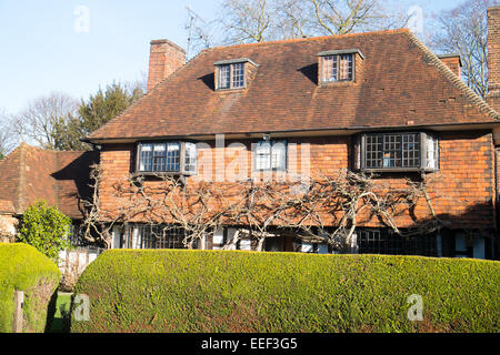 Luxuriöses Einfamilienhaus in Esher, Surrey, England mit gepflegter Gartenhecke, Großbritannien Stockfoto