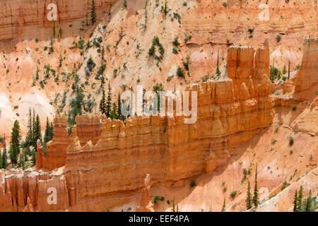 Ansicht der Hoodoos & andere Kalksteinformationen aus Inspiration Point Bereich am Bryce-Canyon-Nationalpark, Utah, USA im Juli Stockfoto