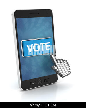 Klicken Sie auf ein Smartphone, 3d Render auf Abstimmung Stockfoto