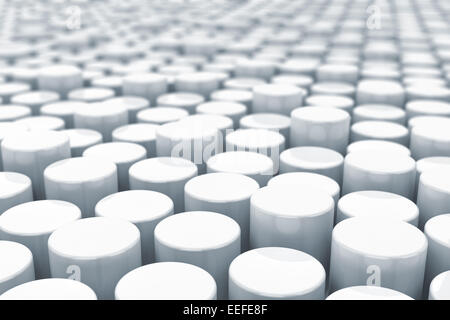 Abstrakt weiß Zylinder Hintergrund mit der Tiefe der Ansicht Stockfoto