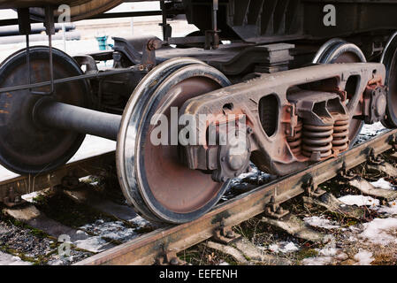 Industrielle Rail Pkw-Räder Stockfoto