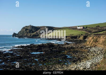 Blick zum Prawle Punkt, South Devon, der südlichste Punkt in Devon Stockfoto