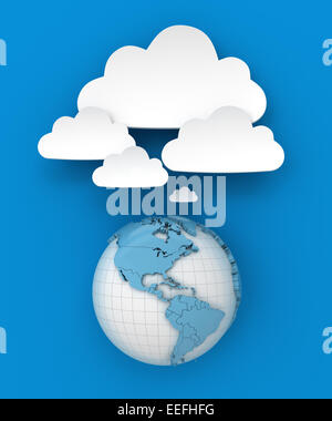 Globus, die Verbindung zur Cloud mit Exemplar, 3d Rendern Stockfoto