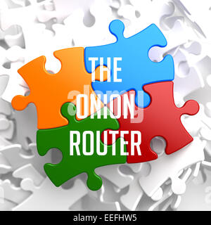 Die Onion Router auf bunten Puzzle. Stockfoto